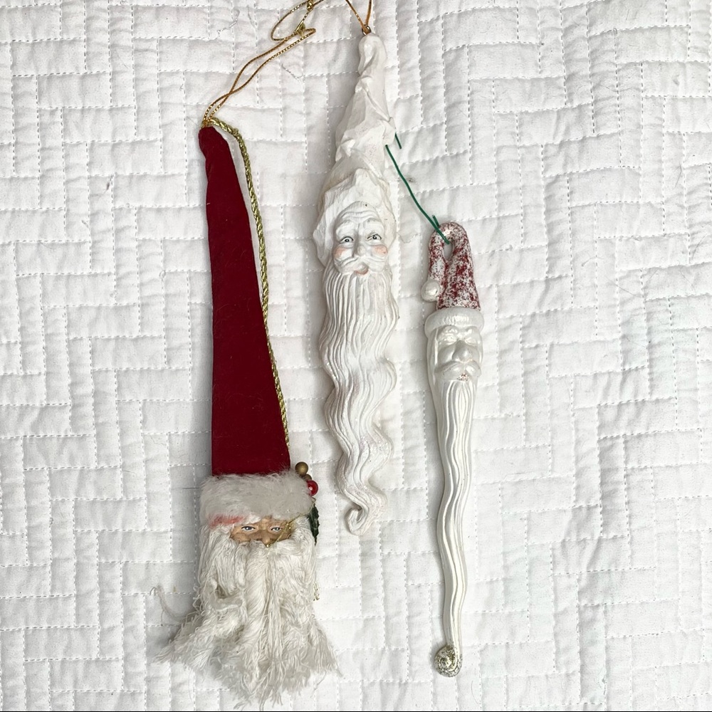 3 vintage santa christmas ornaments